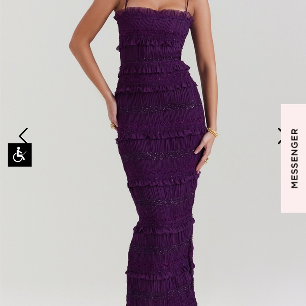 Grape Sequin Pleat Corset Dress